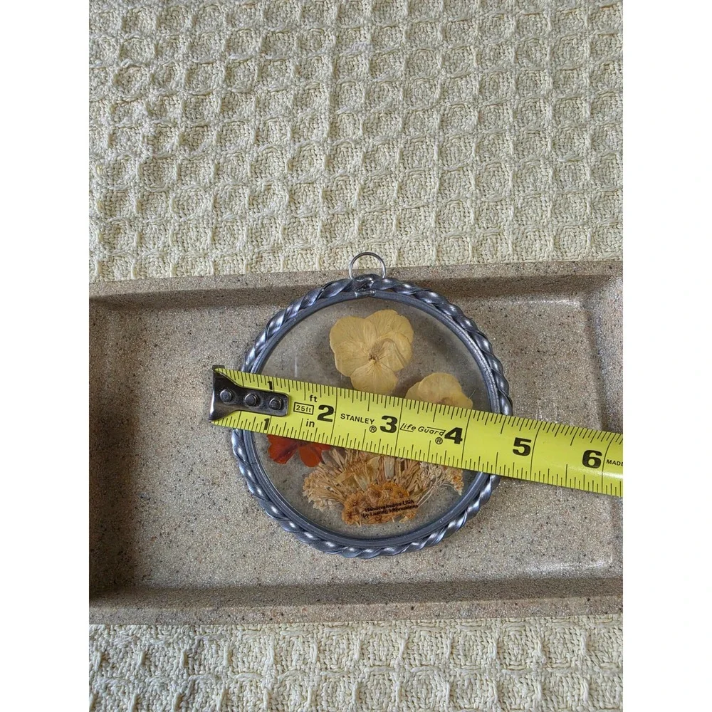 Lasting Impressions Pressed Flower Suncatcher Glass Metal Frame Vintage Floral